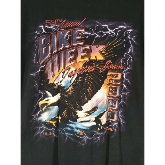 VTG 2000 Y2k Daytona 59th Annual Bike Week Short Sleeve T Shirt Black Size XL - Picture 2 of 5